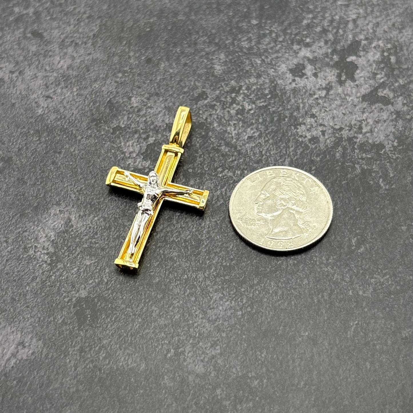 14k Gold Two-Tone Crucifix Pendant