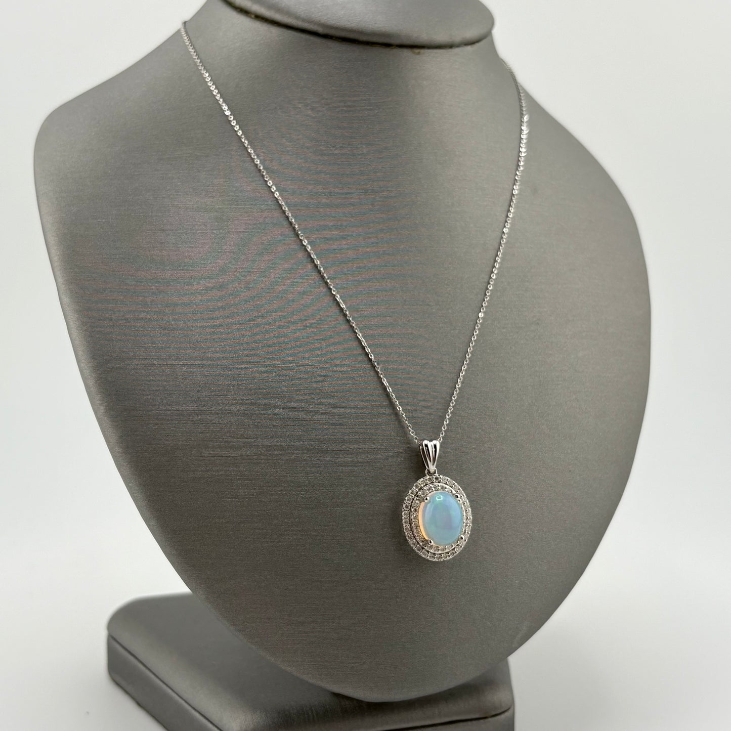 1.5CT Opal Necklace with Diamonds