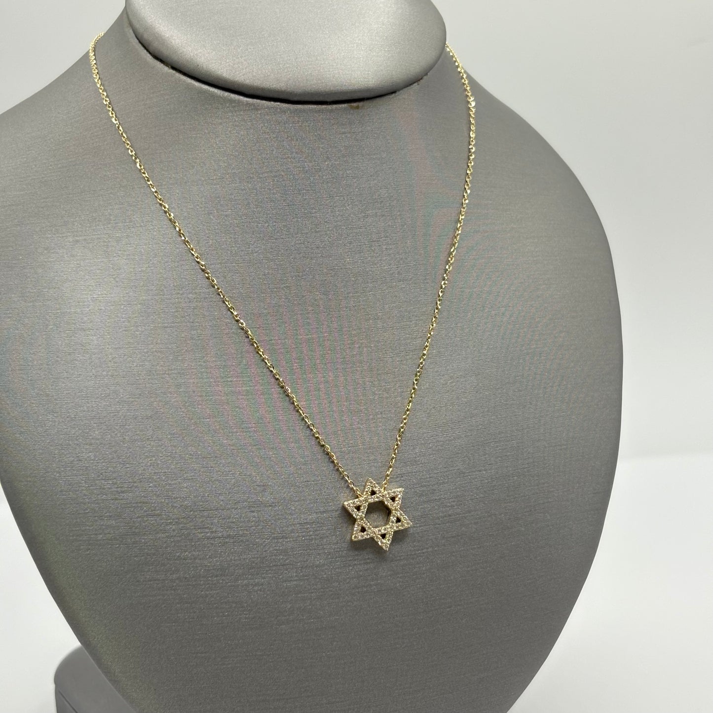 Diamond Star of David Necklace, 14k Gold