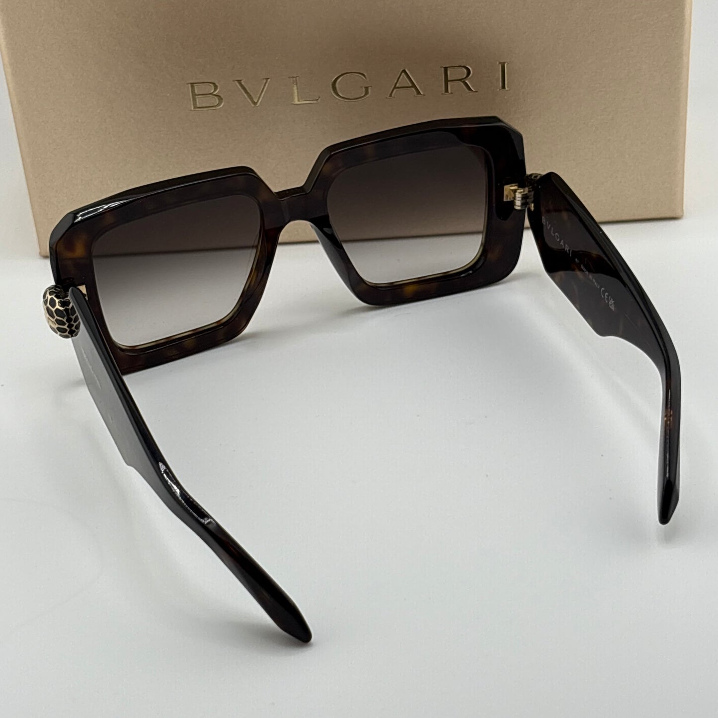 Bvlgari Serpenti Geometric Sunglasses, Dark Havana Tortoise