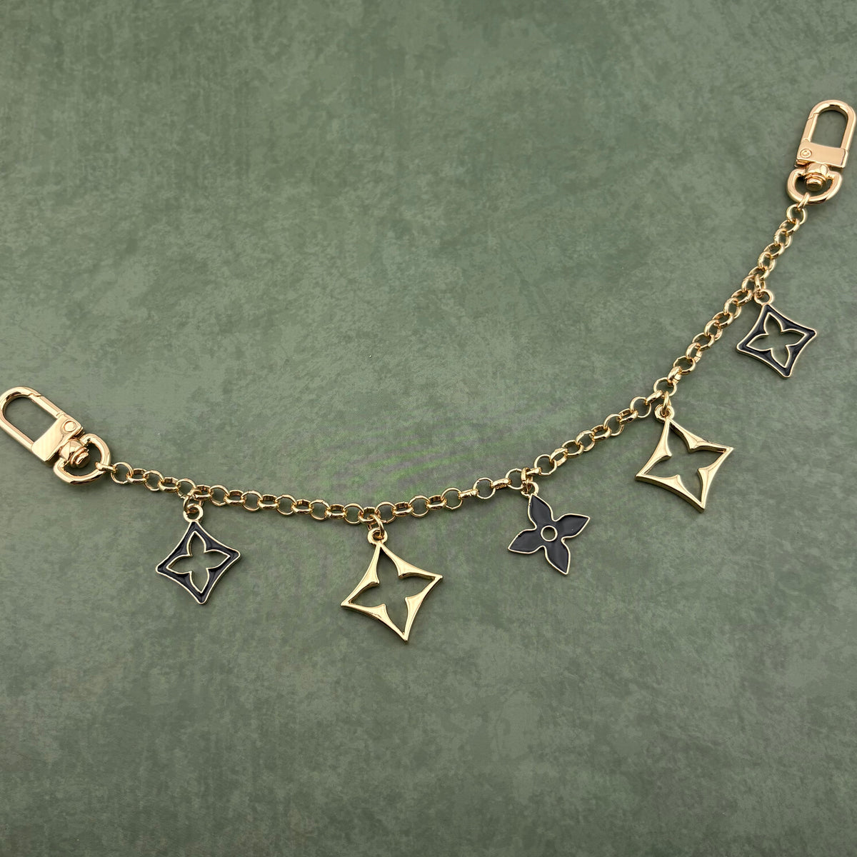 5 Mixed Motif Bag Charm Black/Gold