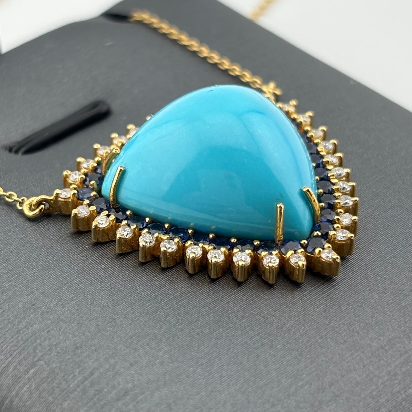 19.23CT Turquoise, Sapphire & Diamond Necklace