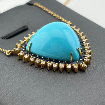 19.23CT Turquoise, Sapphire & Diamond Necklace