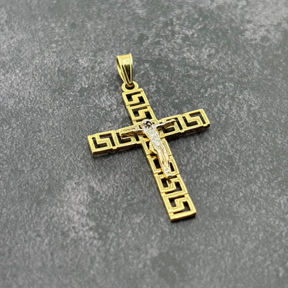 14k Gold Two-Tone Crucifix Pendant