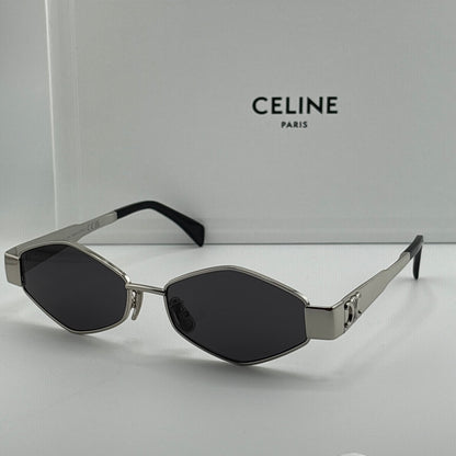 Celine Metal Triomphe Sunglasses, Silver Angular