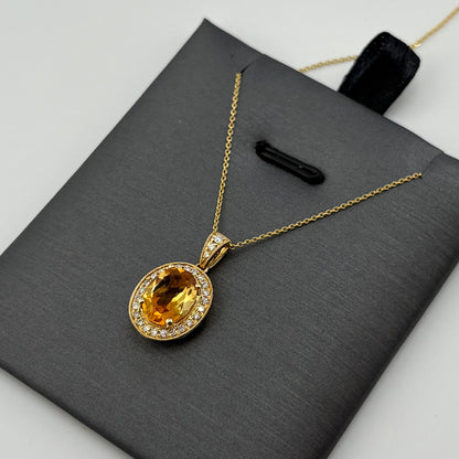 1.6CT Citrine Necklace with Diamonds