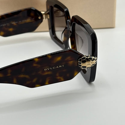 Bvlgari Serpenti Geometric Sunglasses, Dark Havana Tortoise