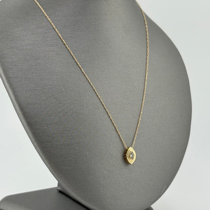 14K Yellow Gold Marquise Diamond Pendant Necklace