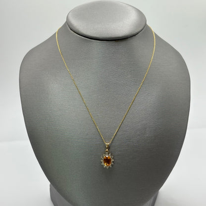 .72CT Citrine Necklace with Diamonds