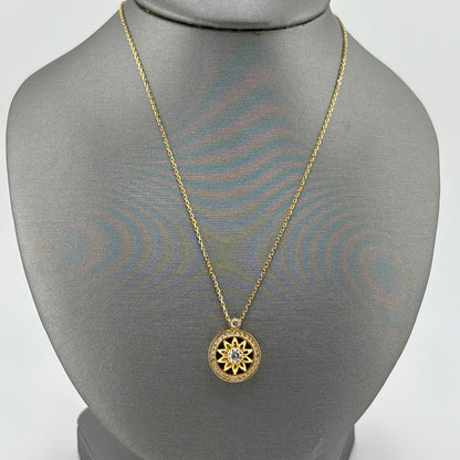 18K Gold Sunburst Necklace with Diamonds