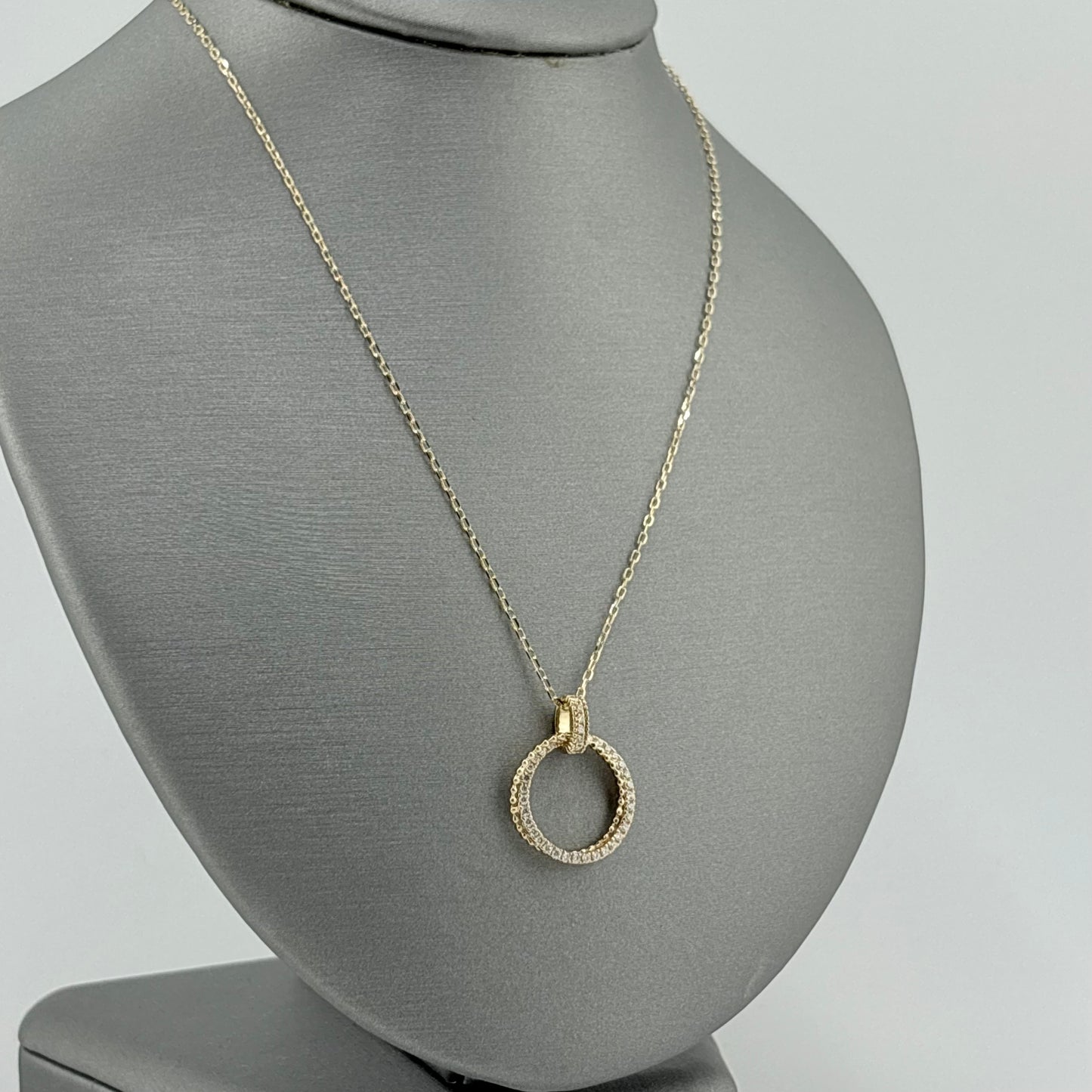 Diamond Circle Necklace, 14k Yellow Gold