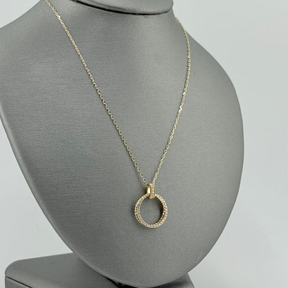 Diamond Circle Necklace, 14k Yellow Gold