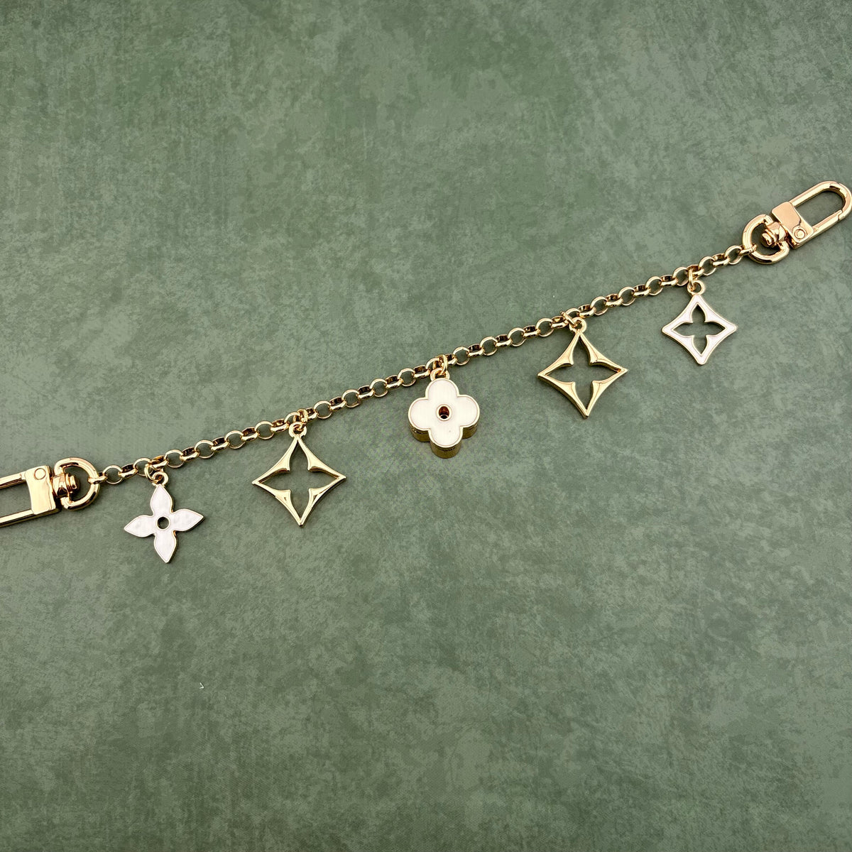 5 Mixed Motif Bag Charm White
