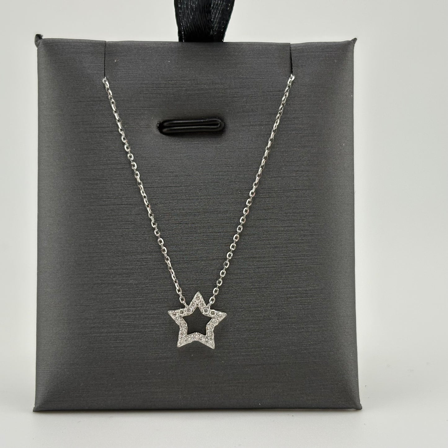 Diamond Star of David Necklace, 14k White Gold