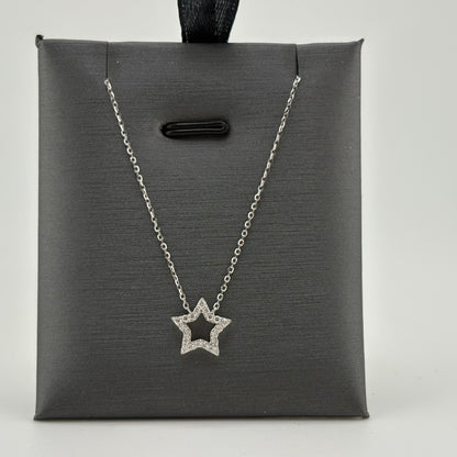 Diamond Star of David Necklace, 14k White Gold