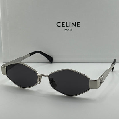 Celine Metal Triomphe Sunglasses, Silver Angular