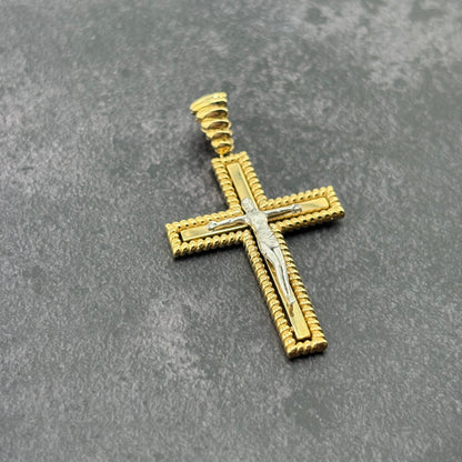 14k Gold Two-Tone Crucifix Pendant