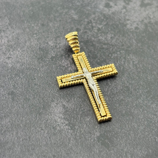 14k Gold Two-Tone Crucifix Pendant