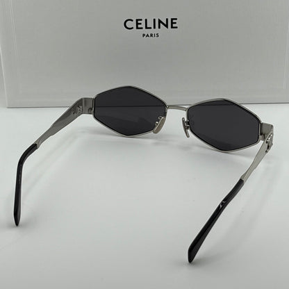 Celine Metal Triomphe Sunglasses, Silver Angular