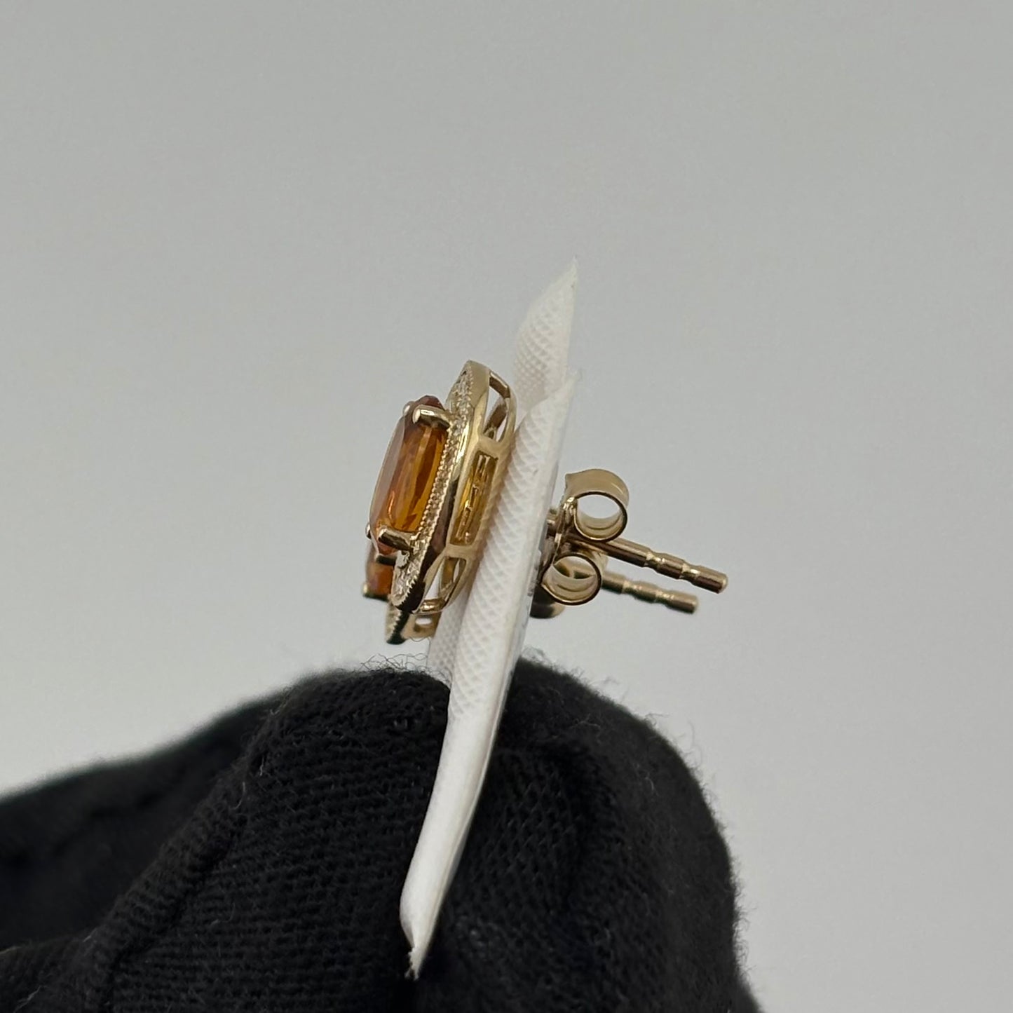 1.4CT Oval Citrine Studs with Diamonds