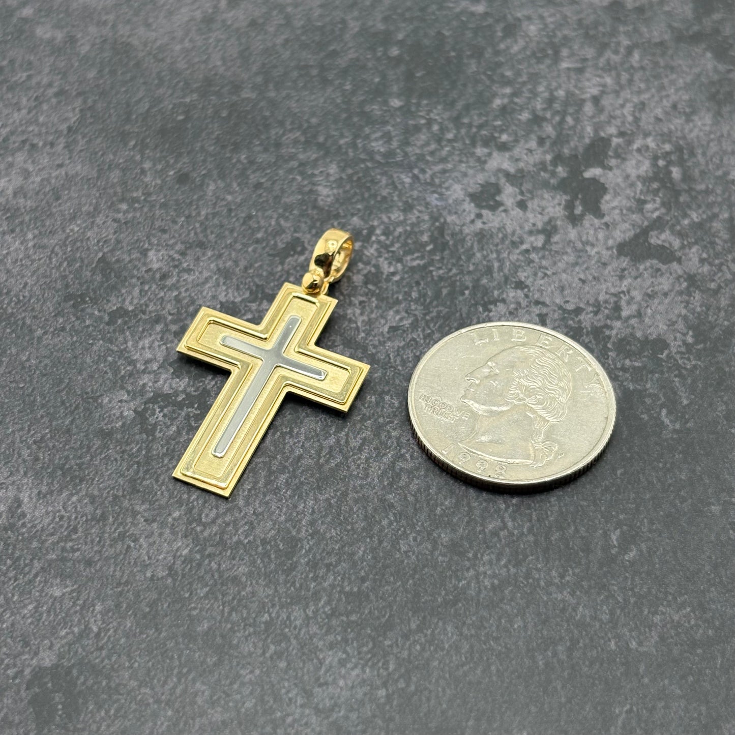 14k Gold Two-Tone Cross Pendant