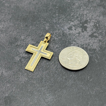 14k Gold Two-Tone Cross Pendant