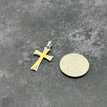 14k Gold Two-Tone Cross Pendant