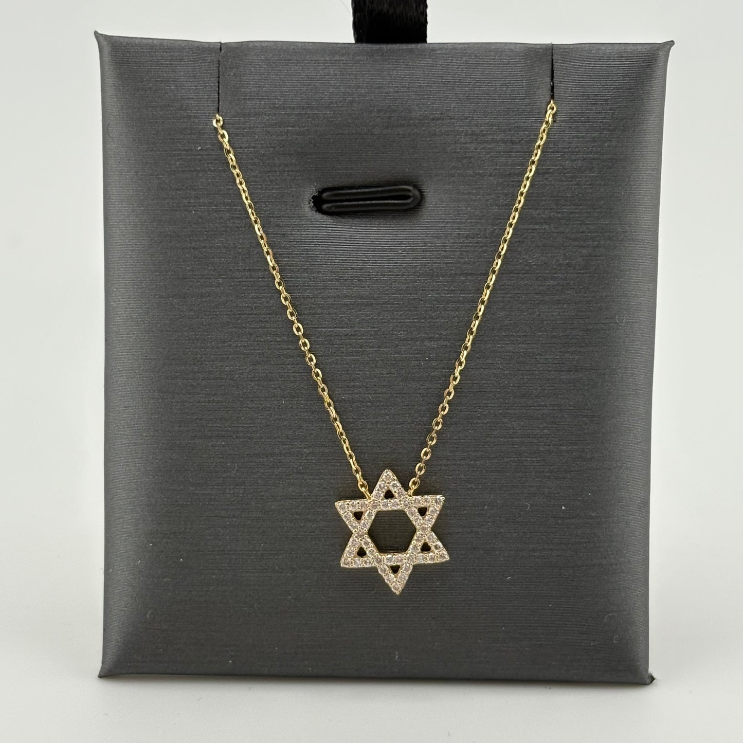 Diamond Star of David Necklace, 14k Gold