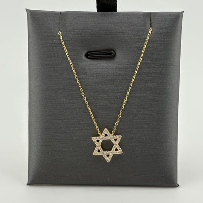 Diamond Star of David Necklace, 14k Gold