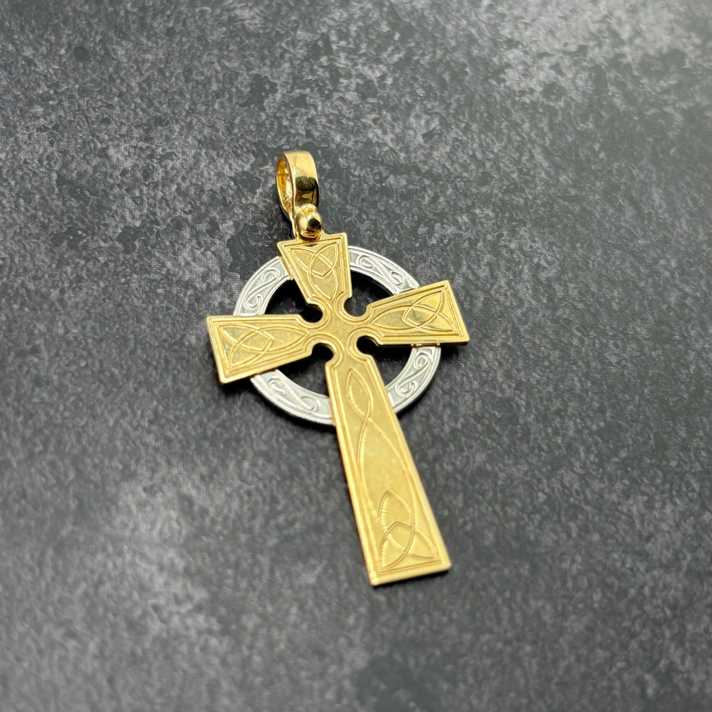14k Gold Two-tone Cross Pendant
