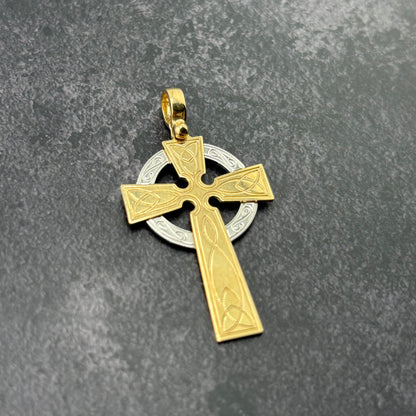 14k Gold Two-tone Cross Pendant