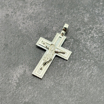 14k White Gold Crucifix Pendant