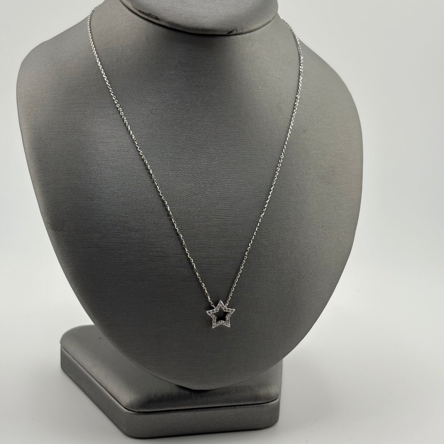 Diamond Star of David Necklace, 14k White Gold