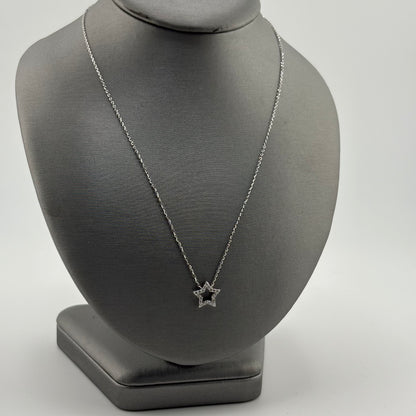 Diamond Star of David Necklace, 14k White Gold