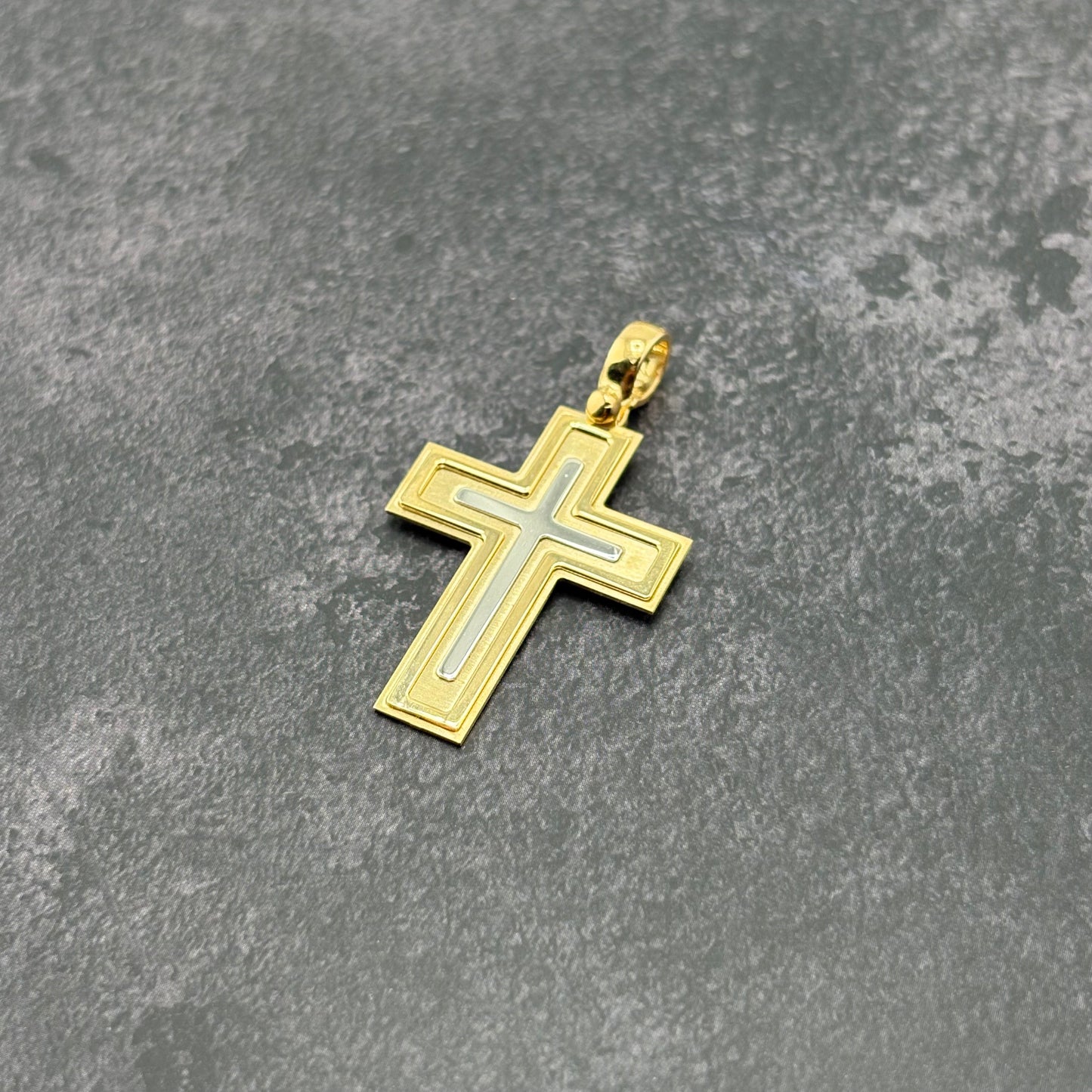 14k Gold Two-Tone Cross Pendant