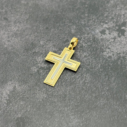 14k Gold Two-Tone Cross Pendant