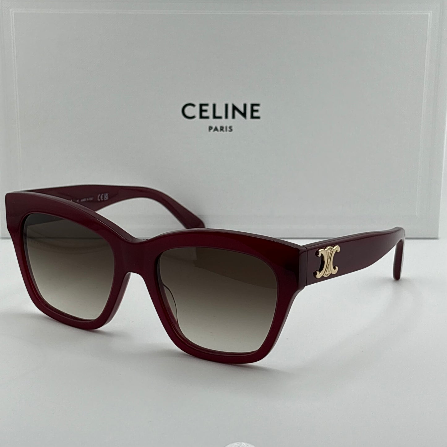 Celine Triomphe Square Sunglasses, Bordeaux