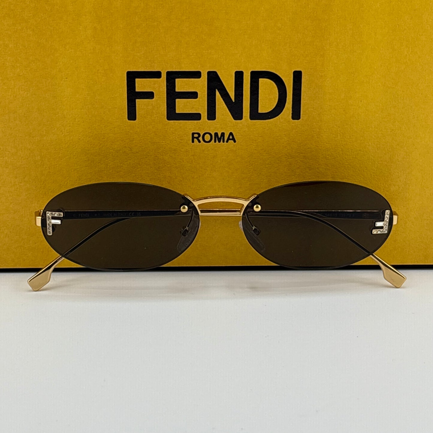 Fendi First Crystal Rimless Sunglasses
