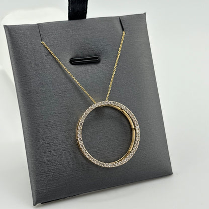 Diamond Circle Pendant Necklace 14k Yellow Gold 18”