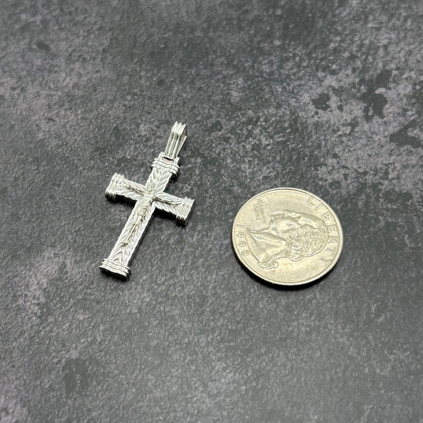 14k White Gold Crucifix Pendant