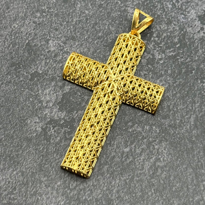 14K Yellow Gold Textured Cross Pendant