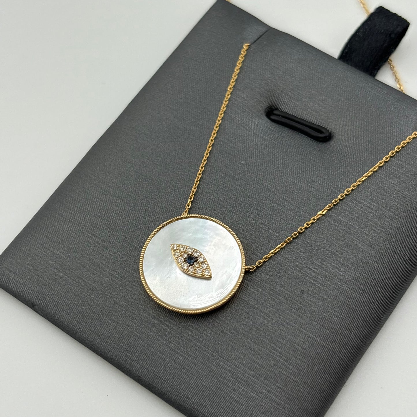 Effy 14K Yellow Gold Mother-of-Pearl & Diamond Evil Eye Necklace