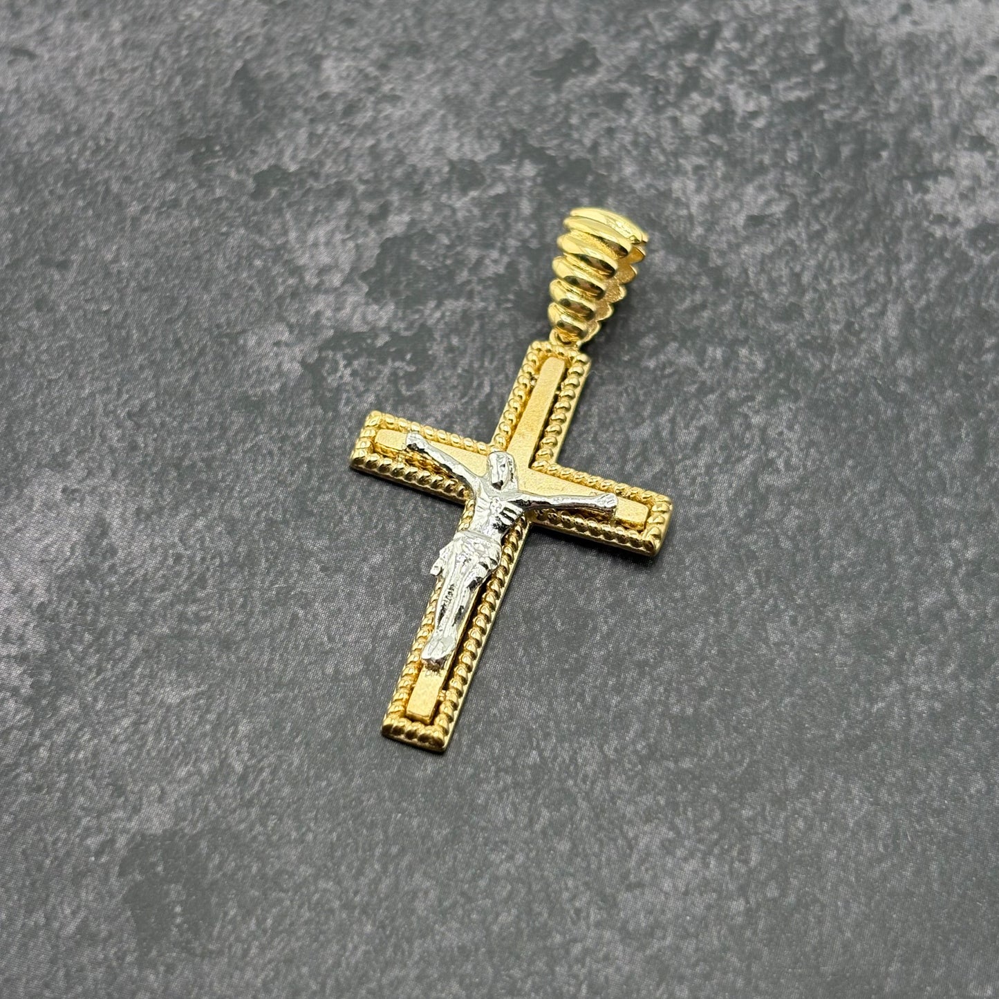 14k Gold Two Tone Crucifix Pendant