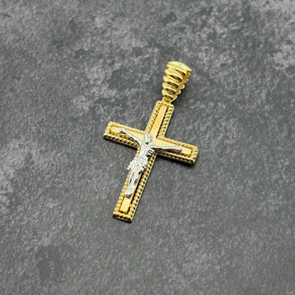 14k Gold Two Tone Crucifix Pendant