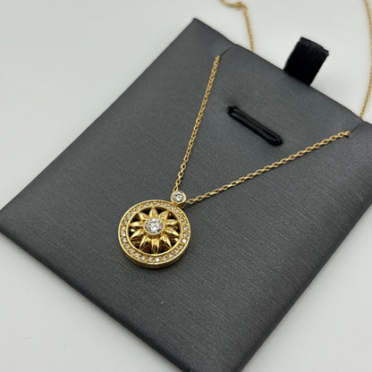 18K Gold Sunburst Necklace with Diamonds