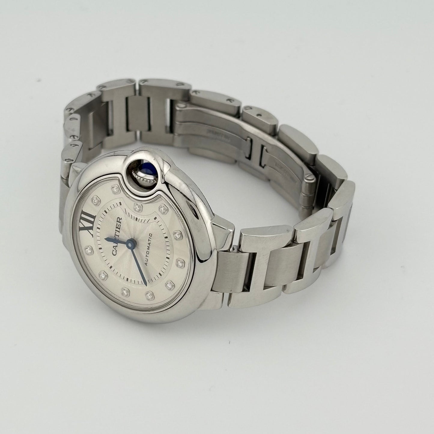Cartier Ballon Bleu 33mm Automatic Factory Diamond Dial Steel Watch