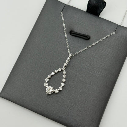 14K White Gold Diamond Teardrop Necklace