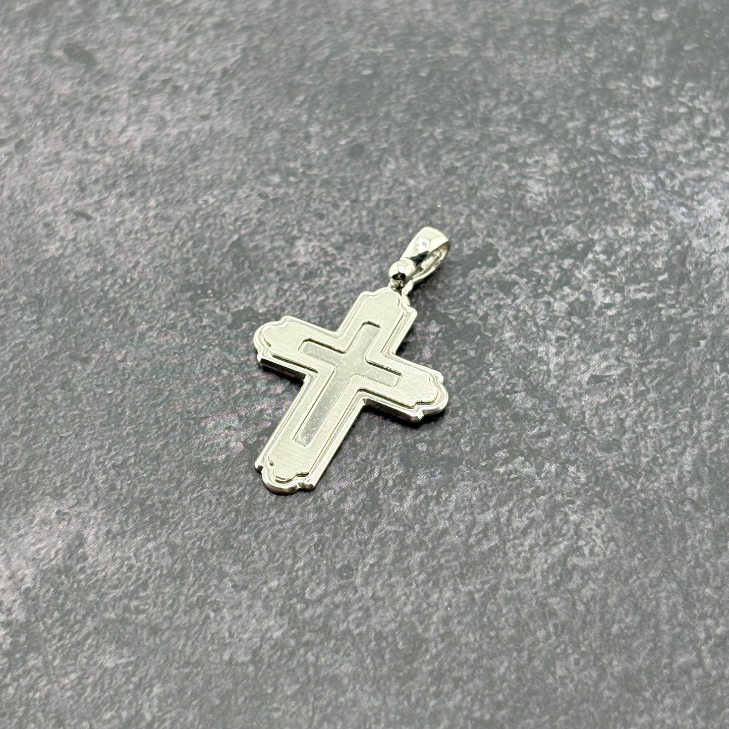 14k White Gold Cross Pendant