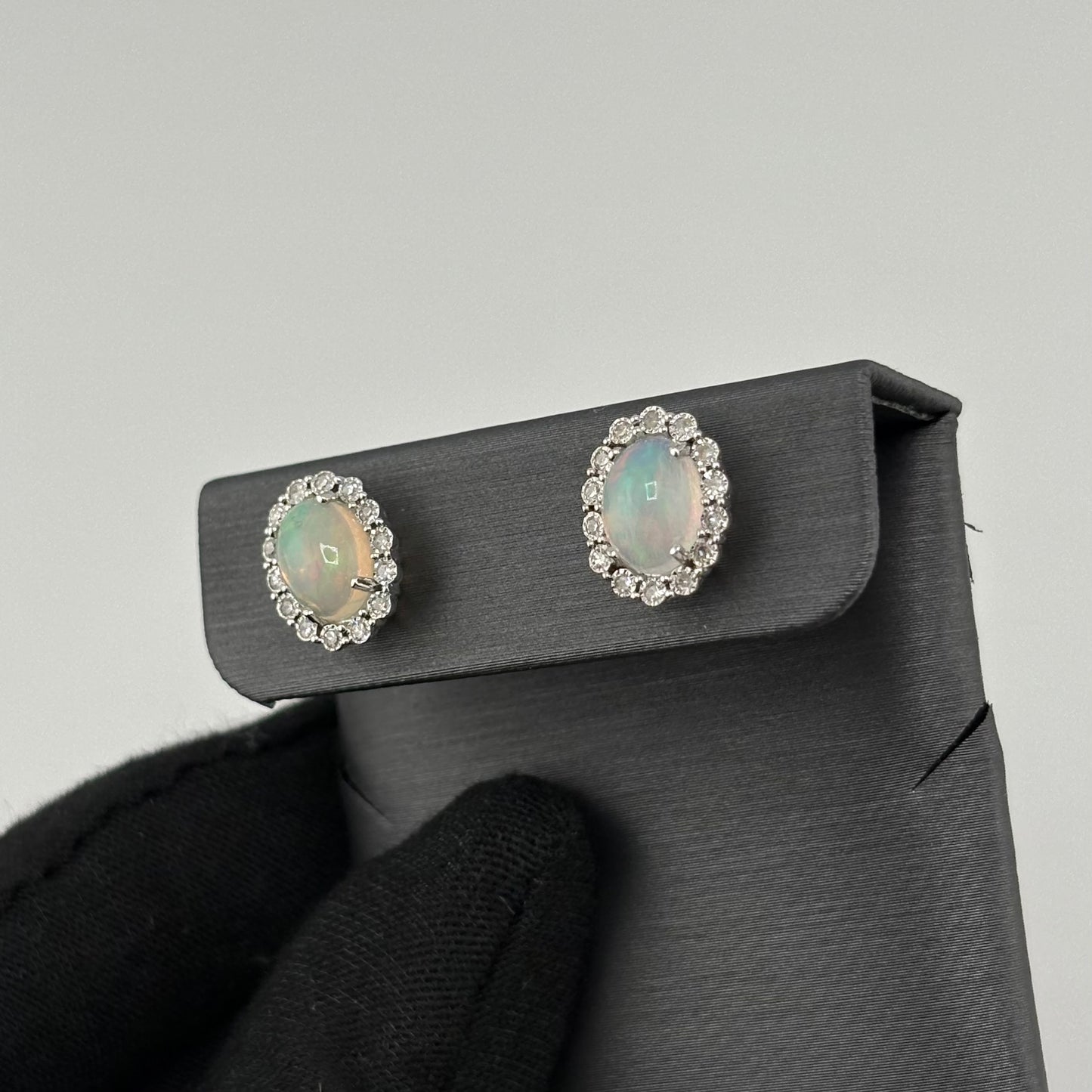 1.4CT Opal Studs with Diamonds