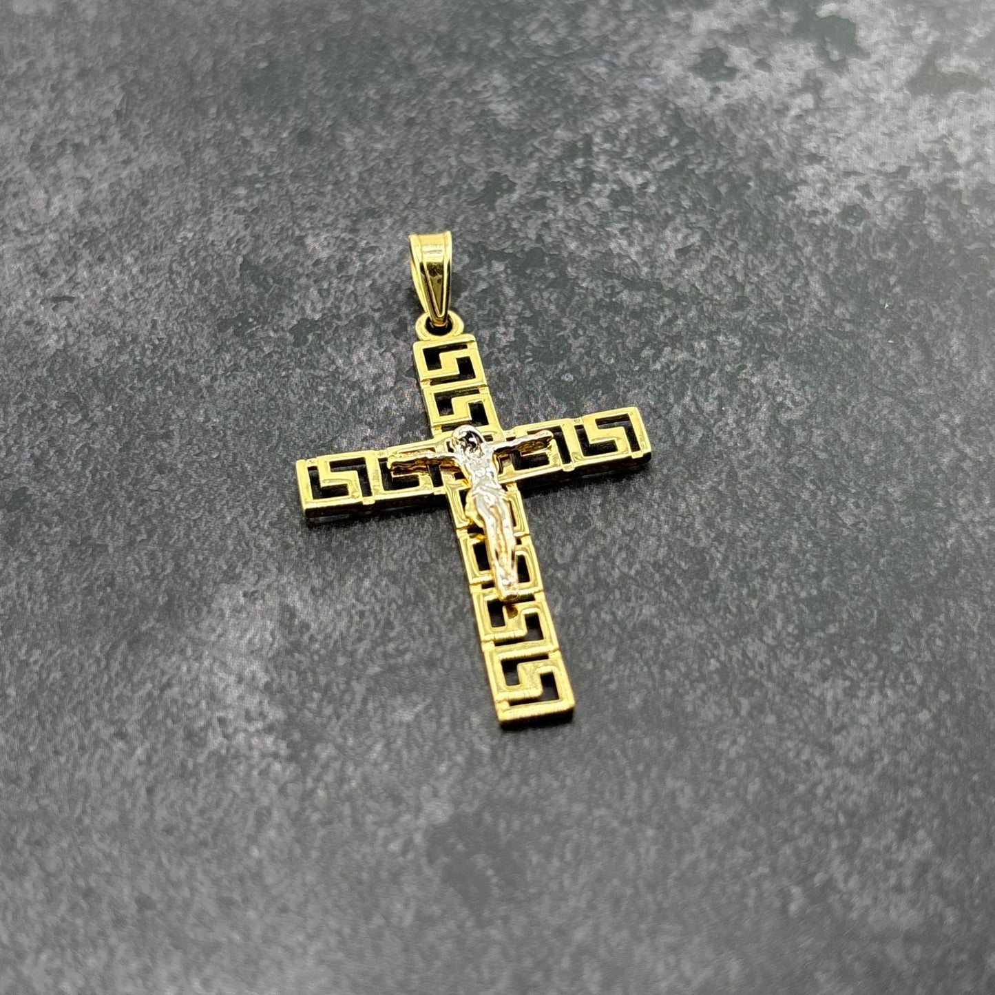 14k Gold Two-Tone Crucifix Pendant